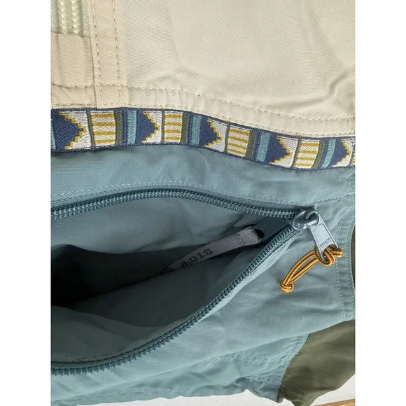 L.L. Bean Colorblock Hooded Jacket Women's Medium Regular Beige Blue Green 50531 - Picture 5 of 7